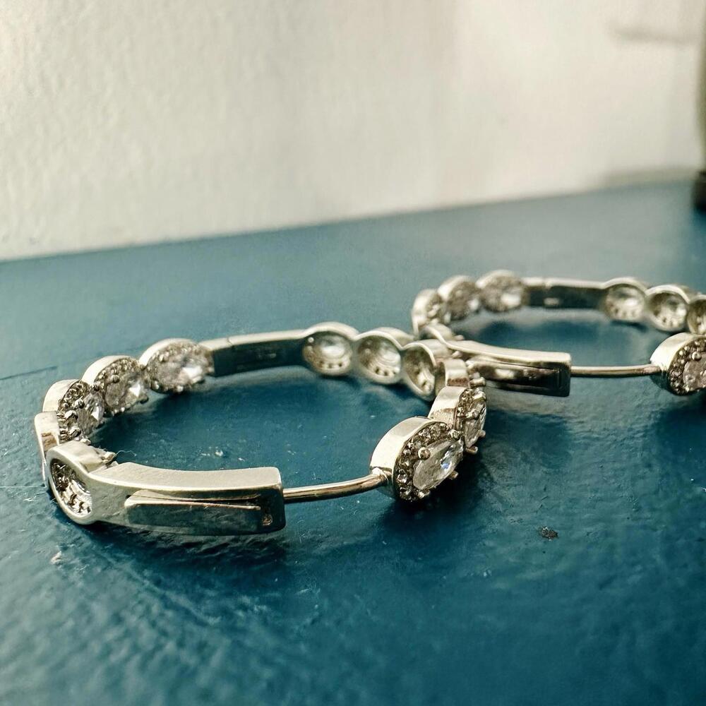 Harper Ray Crystal Hoop Earrings - Picture 4 of 9